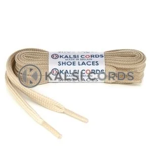 T461 7mm Thin Flat Tubular Shoe Laces Cream 1 Kalsi Cords