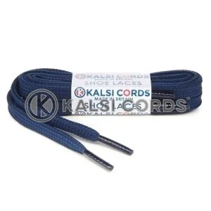 T461 7mm Thin Flat Tubular Shoe Laces Dark Blue 1 Kalsi Cords