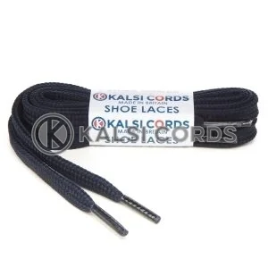 T461 7mm Thin Flat Tubular Shoe Laces Dark Navy 1 Kalsi Cords
