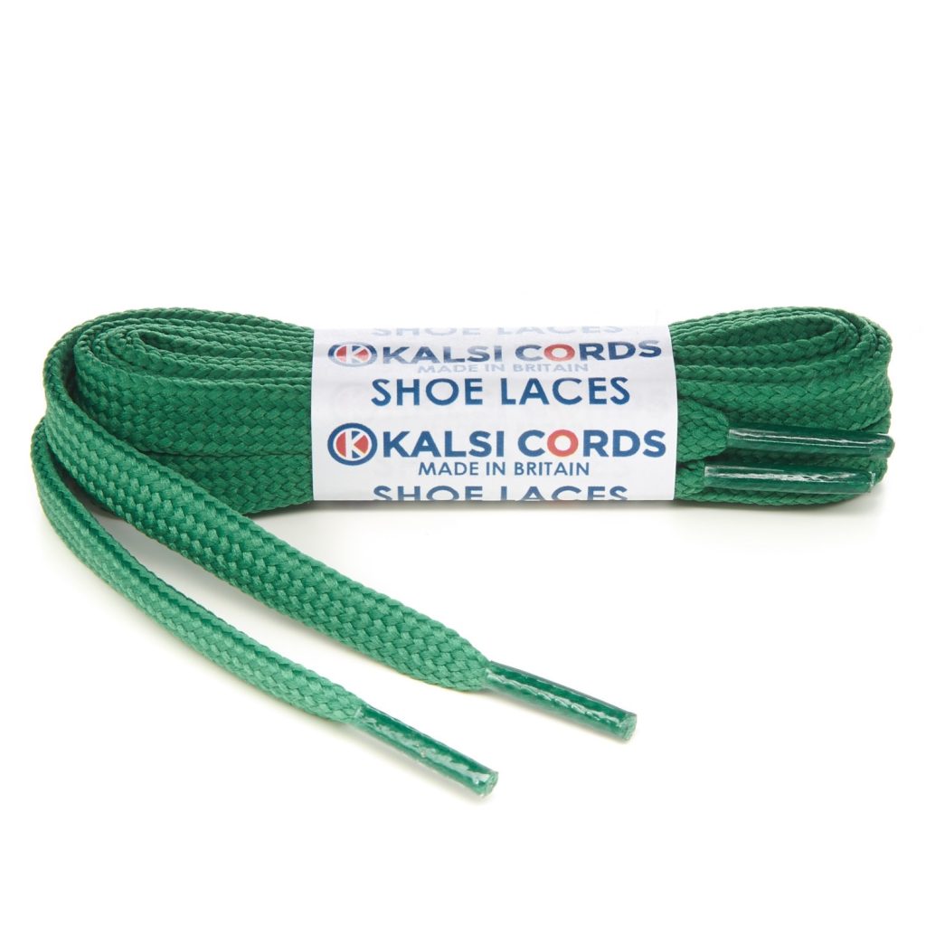 T461 7mm Thin Flat Tubular Shoe Laces Emerald Green 1 Kalsi Cords