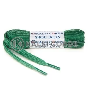 T461 7mm Thin Flat Tubular Shoe Laces Emerald Green 1 Kalsi Cords