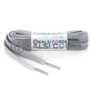 T461 7mm Thin Flat Tubular Shoe Laces Frosted Silver 1 Kalsi Cords