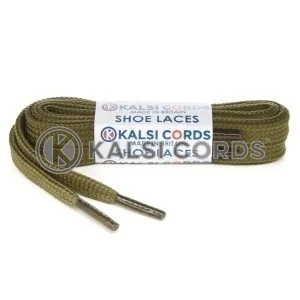 T461 7mm Thin Flat Tubular Shoe Laces Khaki Olive 1 Kalsi Cords