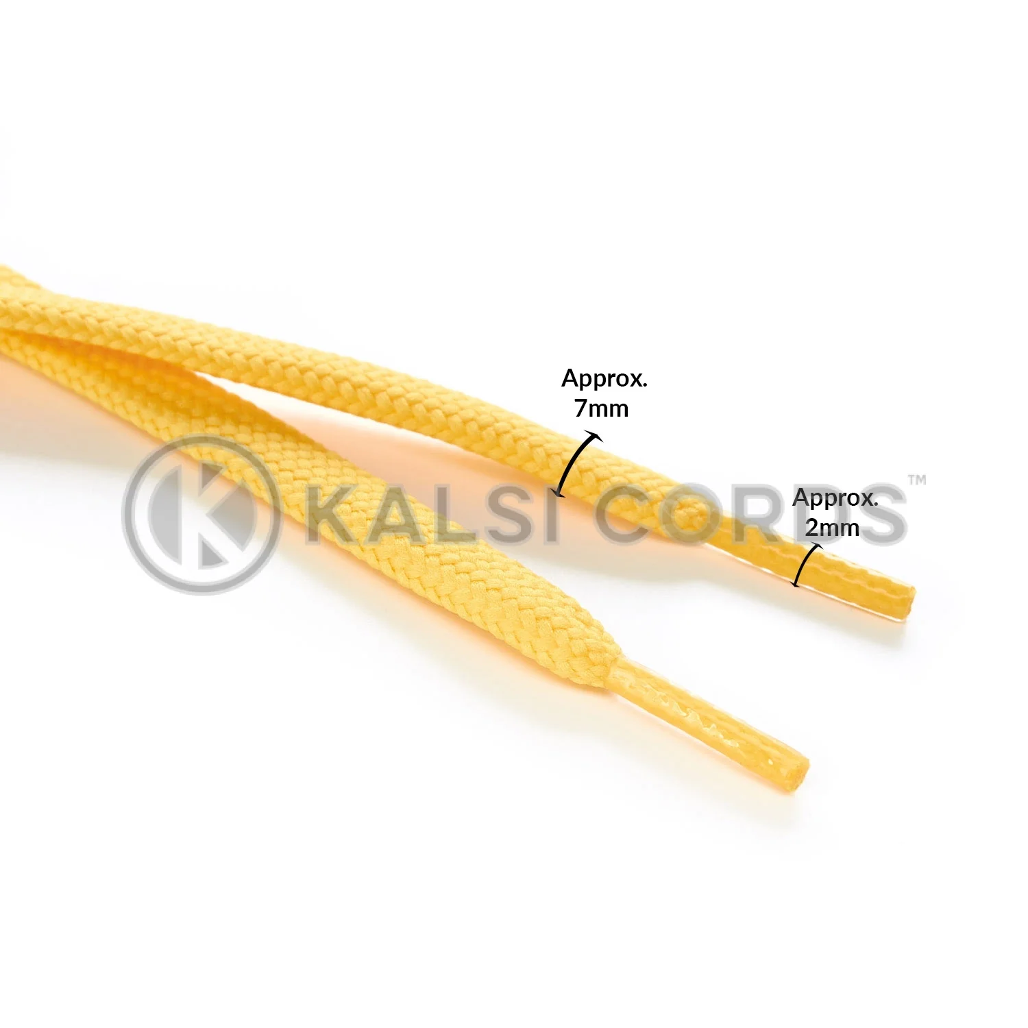 T461 7mm Thin Flat Tubular Shoe Laces Yellow Edit 3 Kalsi Cords