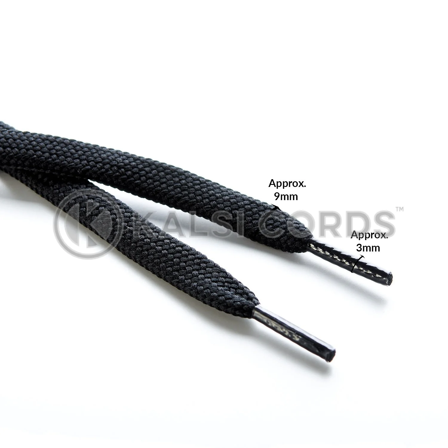 9mm Flat Tubular Black Shoe Laces Edit 3 Kalsi Cords