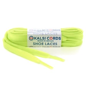 9mm Flat Tubular Fluorescent Yellow Shoe Laces 1 Kalsi Cords
