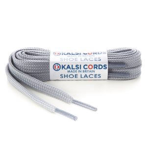 9mm Flat Tubular Frosted Silver Shoe Laces 1 Kalsi Cords