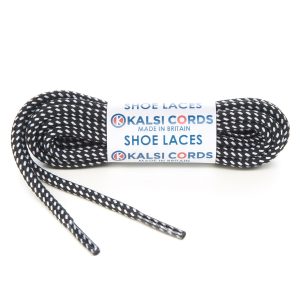Fleck Black with White Shoe Laces 1 Kalsi Cords
