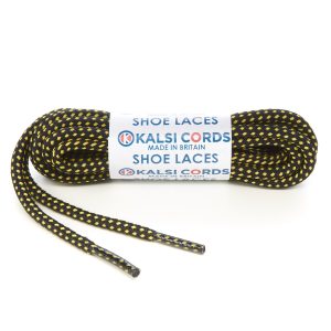 Fleck Black with Yellow Shoe Laces 1 Kalsi Cords