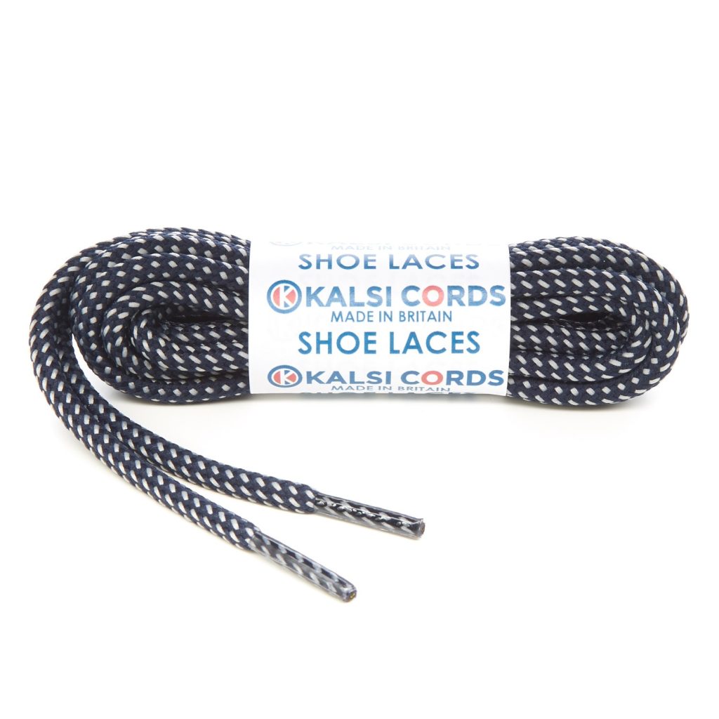 Fleck Dark Navy with Light Grey Shoe Laces 1 Kalsi Cords