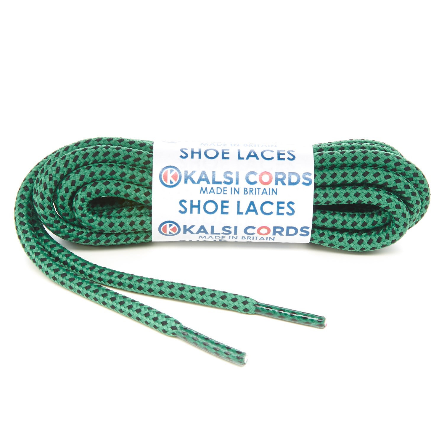 Fleck Emerald Green with Black Shoe Laces 1 Kalsi Cords