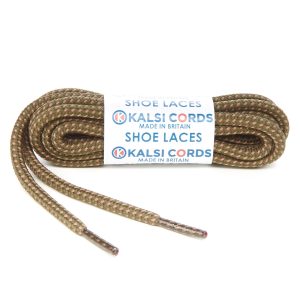 Fleck Khaki with Coffee Shoe Laces 1 Kalsi Cords