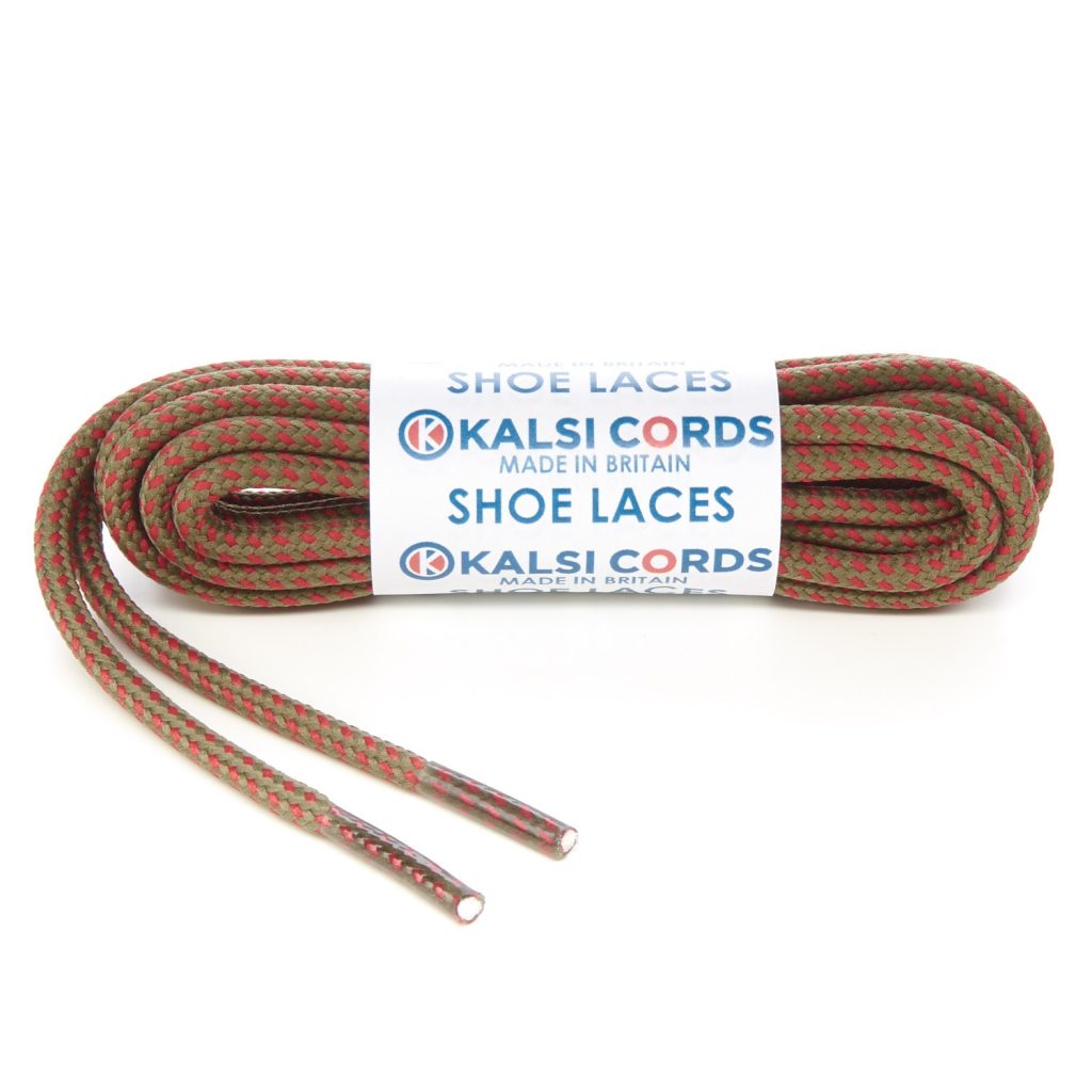 Fleck Khaki with Red Shoe Laces 1 Kalsi Cords