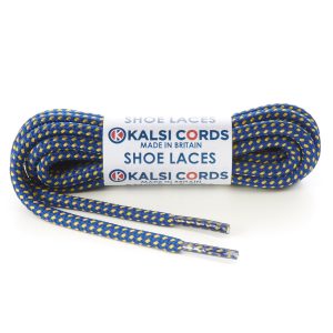 Fleck Royal Blue with Yellow Shoe Laces 1 Kalsi Cords