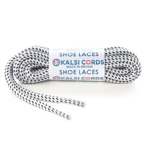Fleck White with Black Shoe Laces 1 Kalsi Cords