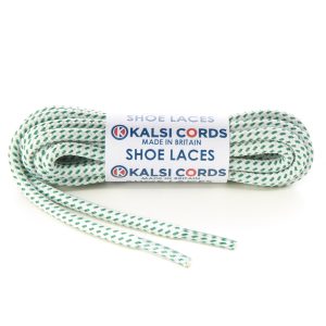 Fleck White with Emerald Green Shoe Laces 1 Kalsi Cords