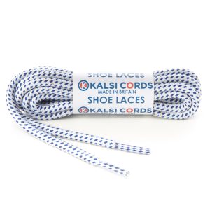 Fleck White with Royal Blue Shoe Laces 1 Kalsi Cords