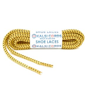 Fleck Yellow with Black Shoe Laces 1 Kalsi Cords