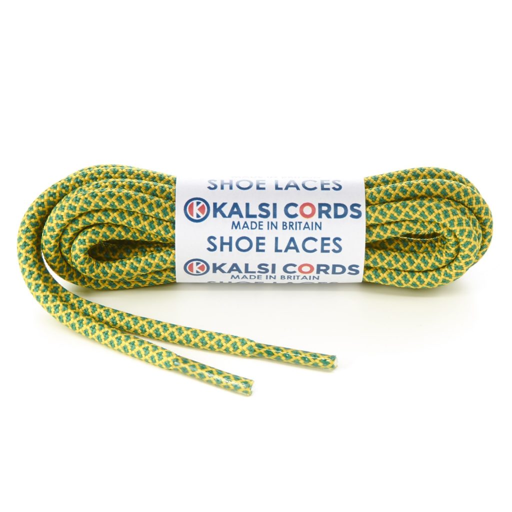 Honeycomb Emerald Green with Yellow Shoe Laces 1 Kalsi Cords