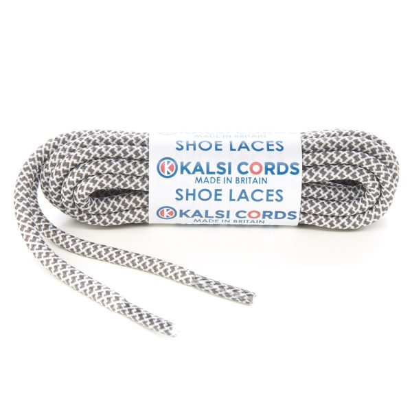 Grey with White 5mm Round Cord Shoe Laces Rope Lace by