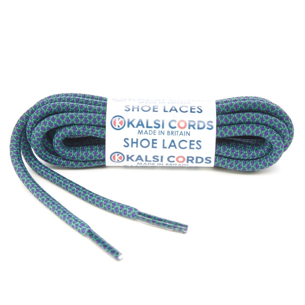 Honeycomb Purple with Emerald Green Shoe Laces 1 Kalsi Cords