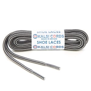 Stripes Black Light Grey Shoe Laces 1 Kalsi Cords