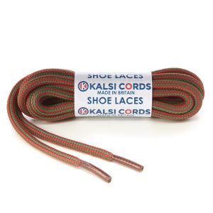 Stripes Emerald Green Red Shoe Laces 1 Kalsi Cords