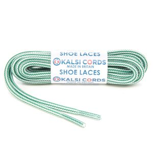 Stripes Emerald Green White Shoe Laces 1 Kalsi Cords