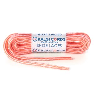 Stripes Fluorescent Pink White Shoe Laces 1 Kalsi Cords