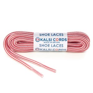 Stripes Red White Shoe Laces 1 Kalsi Cords