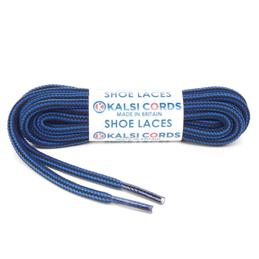 Stripes Royal Blue Black Shoe Laces 1 Kalsi Cords
