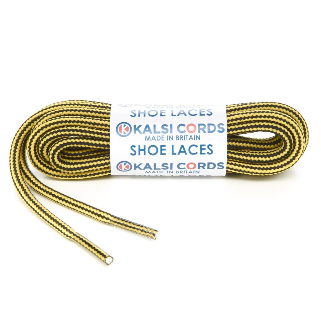 Stripes Yellow Black Shoe Laces 1 Kalsi Cords