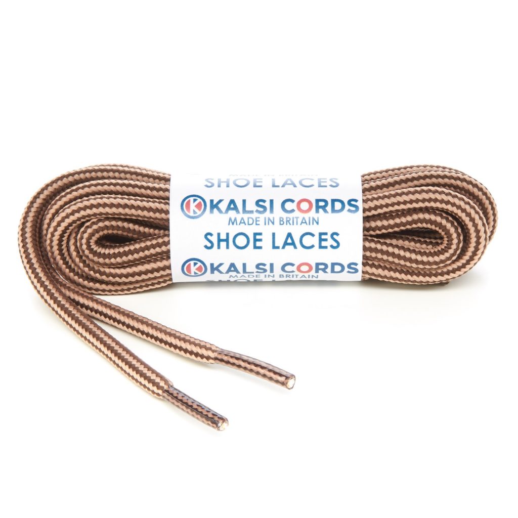 Stripes York Brown Dark Beige Shoe Laces 1 Kalsi Cords
