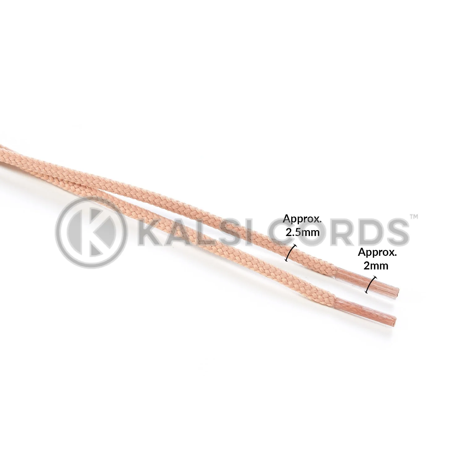 T460 2mm Thin Fine Round Cord Shoe Laces Dark Beige Edit 3 Kalsi Cords