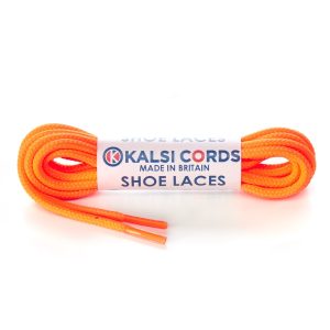 T460 2mm Thin Fine Round Cord Shoe Laces Fluorescent Orange 1 Kalsi Cords
