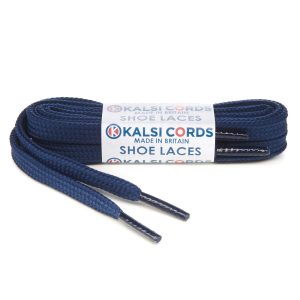T638 8mm Flat Tubular Shoe Laces Dark Blue 1 Kalsi Cords