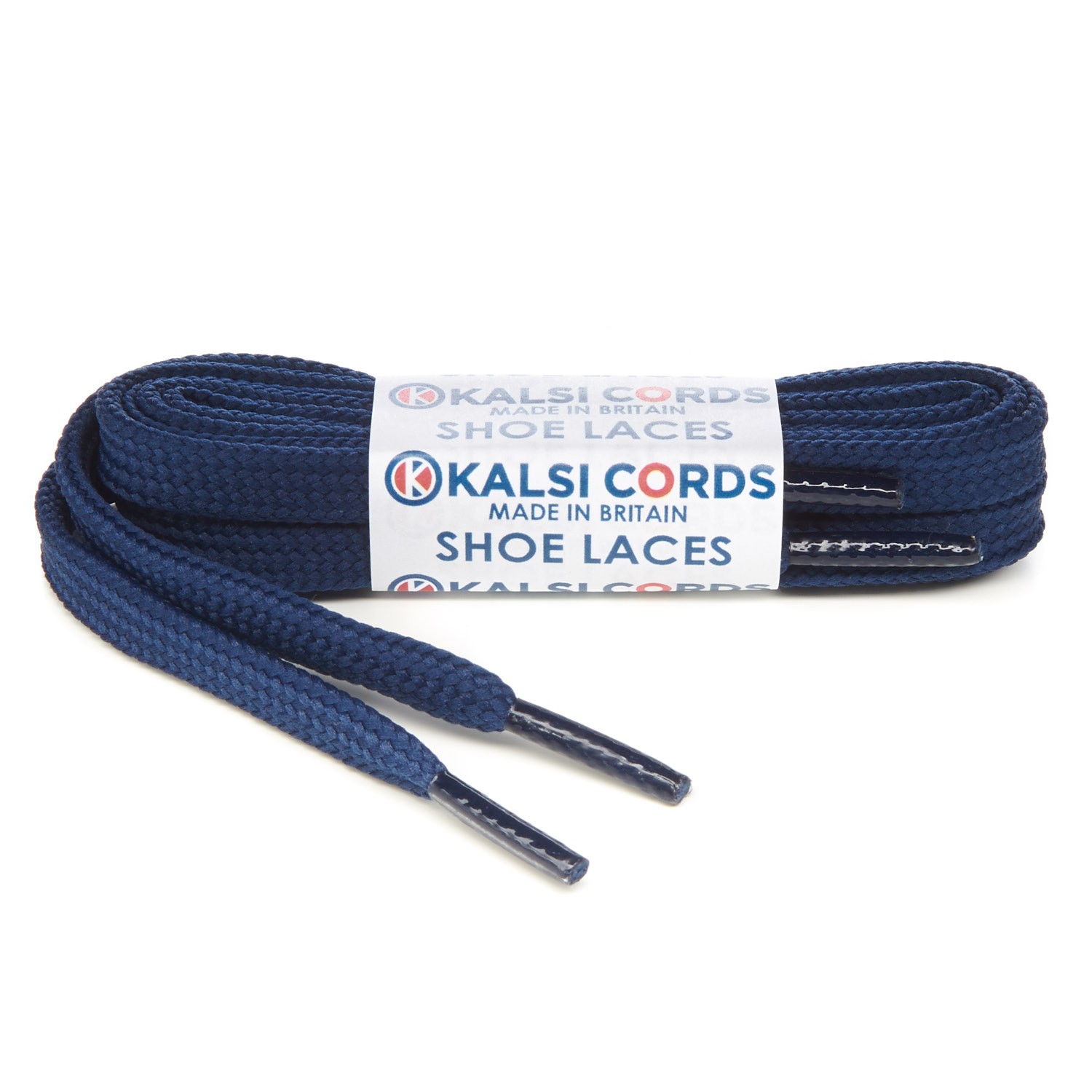 Dark Blue 8mm Flat Shoe Laces for Sport Trainers Boots - Kalsi Cords