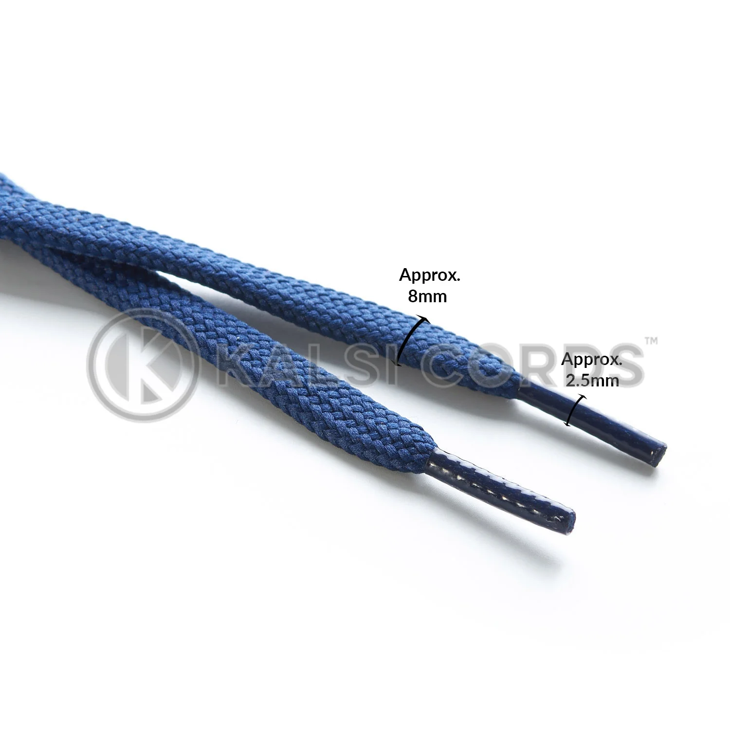 T638 8mm Flat Tubular Shoe Laces Dark Blue Edit 3 Kalsi Cords