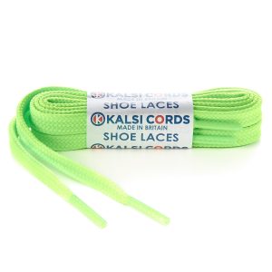 T638 8mm Flat Tubular Shoe Laces Fluorescent Lime 1 Kalsi Cords