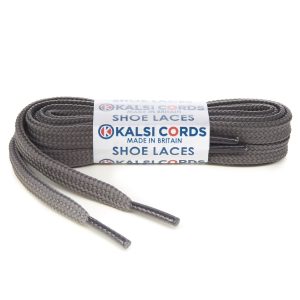 T638 8mm Flat Tubular Shoe Laces Grey 1 Kalsi Cords