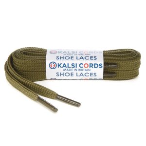 T638 8mm Flat Tubular Shoe Laces Khaki Olive 1 Kalsi Cords