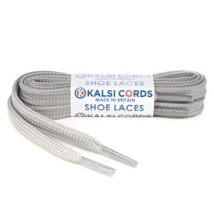 T638 8mm Flat Tubular Shoe Laces Light Grey 1 Kalsi Cords