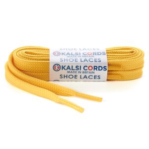 T638 8mm Flat Tubular Shoe Laces Yellow 1 Kalsi Cords