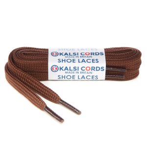 T638 8mm Flat Tubular Shoe Laces York Brown 1 Kalsi Cords