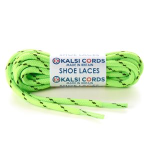 Three Fleck Fluorescent Lime with Black Shoe Laces 1 Kalsi Cords
