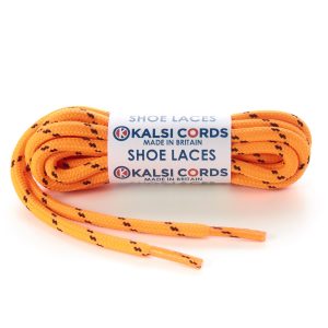 Three Fleck Fluorescent Orange with Black Shoe Laces 1 Kalsi Cords