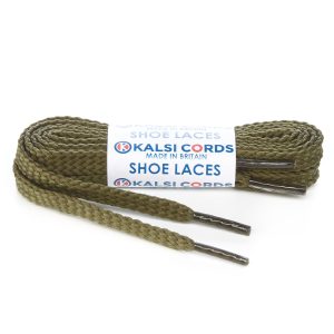R1472 9mm Flat Diamond Pattern Premium Shoe Laces Khaki Olive 1 Kalsi Cords