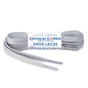 R1472 9mm Flat Diamond Pattern Premium Shoe Laces Light Grey 1 Kalsi Cords