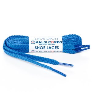 R1472 9mm Flat Diamond Pattern Premium Shoe Laces Ocean Blue 1 Kalsi Cords