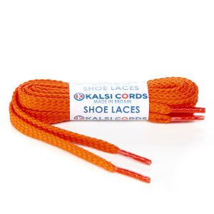 R1472 9mm Flat Diamond Pattern Premium Shoe Laces Orange 1 Kalsi Cords